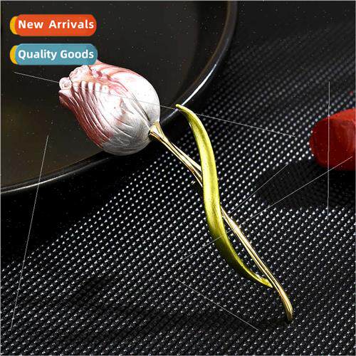 High-grade enamel oil drop tulip brooch female ins jacket ca