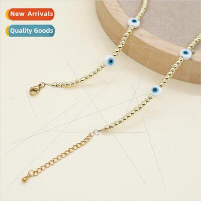 INS  retro nd fashion new glazed eyes iron gallstone necklac