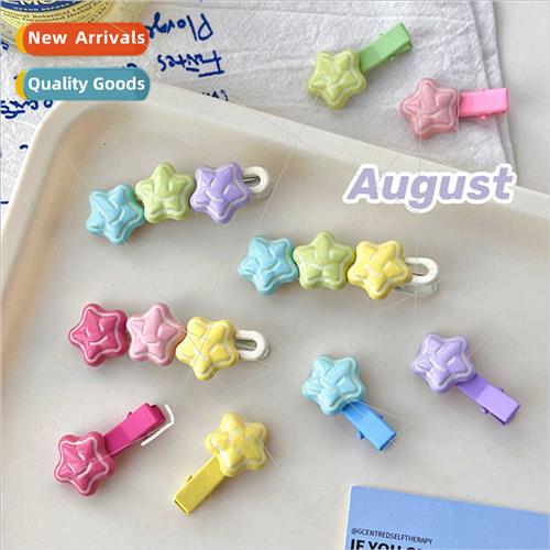 Cute smiley star side clip ins wind girl colorful sweet pent