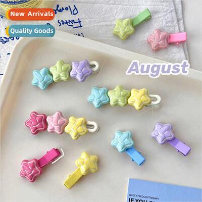 Cute smiley star side clip ins wind girl colorful sweet pent