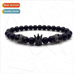Crown 8mm Tiger Bracelet Beads Men Eye Char Fashion