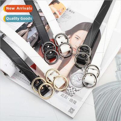 Double circle smooth buckle no holes belt whout punching thi