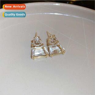 brown crystal S925 new female whe earrings Korea zirconia