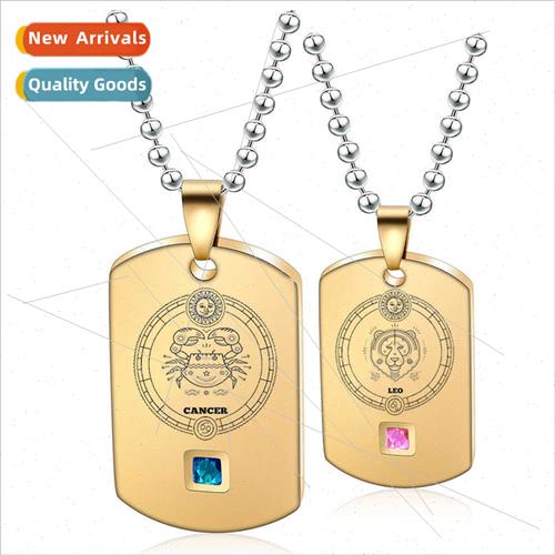 Europe ins milary fashion tanium steel necklace gold couple