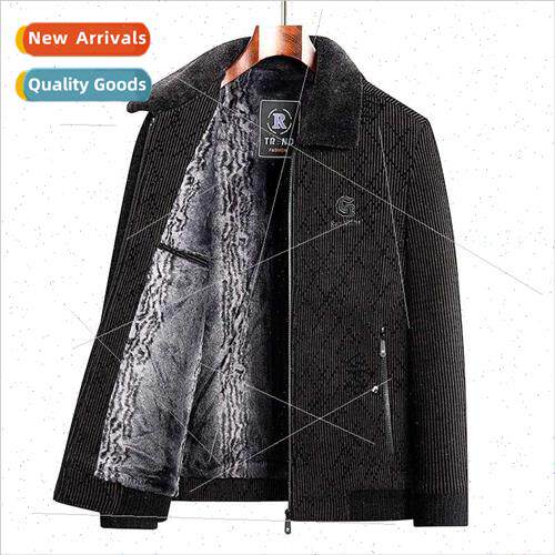 Lapel middle-aged dad tweed jacket elderly warm cotton cheni