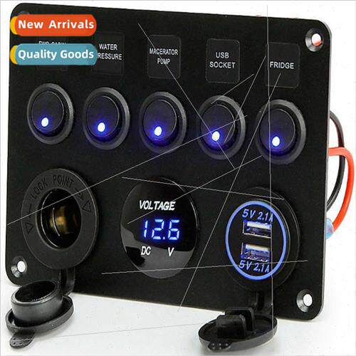 RV car 5-posion swch panel 12V power outlet 4.2A charger vol