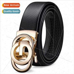 Men leather belt leather automatic buckle belt alloy leisure
