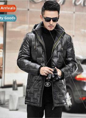 Men glossy down jacket waterproanti-oil stains stand-up coll