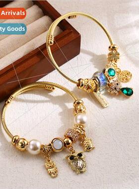 DIY Beaded Bracelet Fashion Animal Pendant Stainless Steel A