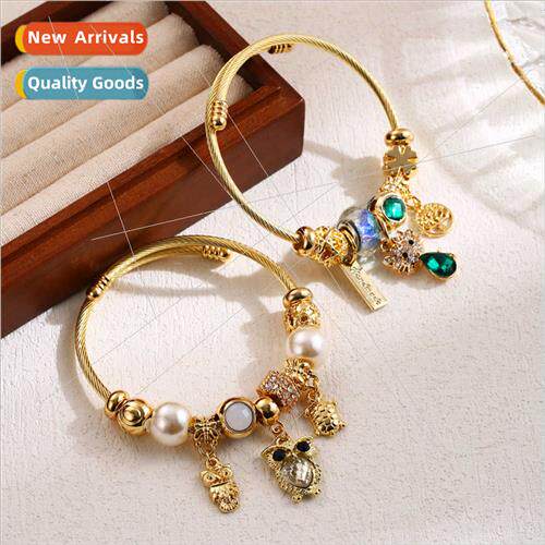 DIY Beaded Bracelet Fashion Animal Pendant Stainless Steel A