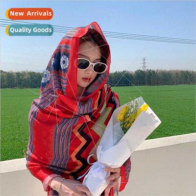 Korean  thin ethnic wind travel silk scarf long sarong summe