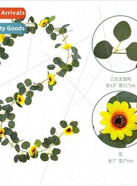 New three-dimensional 3 ked eucalyptus leaves rattan sunflow