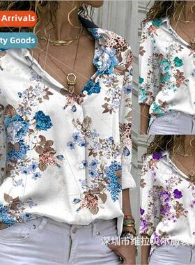 2022 Spring Summer Fashion Printed Women Long Sleeve Loose S