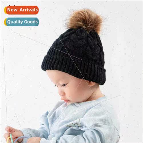 Children fall winter hat female large wool ball thickened wo