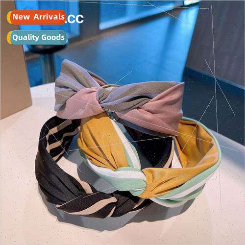 Korean designer  retro navy stripes color blocking twisted k