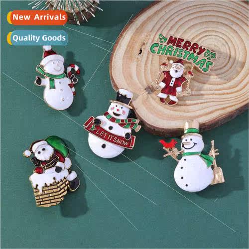 New Christmas brooch Christmas e Santa Claus snowman wreath