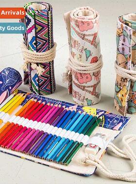 Handmade canvas pen curtain 36/48/72 holes large-capacy roll