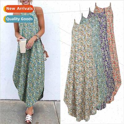 Printed Maxi Dresses VONDA Bohemian Sexy Sleeveless Sundress