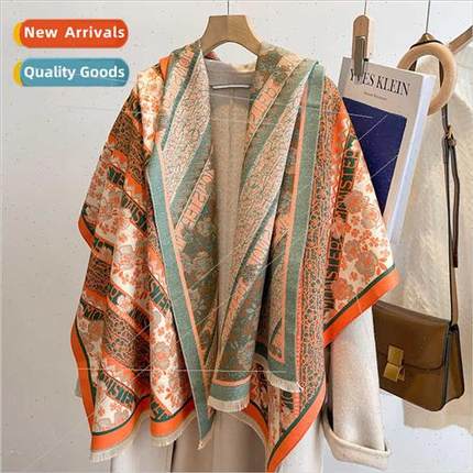 2022 fall winter new bohemian floral imation cashmere scarf