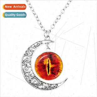 Dragon Eye Necklace Evil Eye Round Clear Glass Cabochon Moon