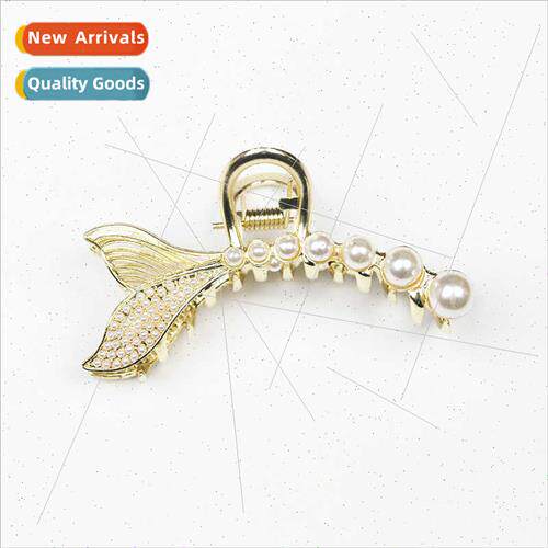 8.7CM Mermaid Tail Hair Grip Clip Pearl Hair Clip Back Head