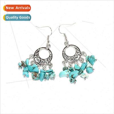 ZA temperament antique turquoise tassel earrings vintage fas