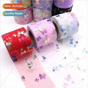 hot stamping illusion 6cm butterfly yards colorful nettin