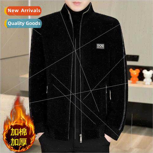 Autumn winter thickened men mink wool tweed jacket padded yo