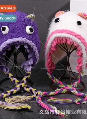 monster hand-knted wool cap parent-child quirky child intere