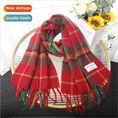 Labeling plaid ultra-thick fall winter new Christmas red let