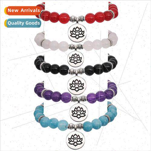 Jewelry Stone Crystal Agate Multi Colour Lotus Pendant Ethni