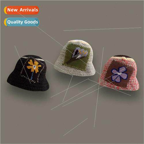 Korea ins niche designer  flower wool cap children autumn wi