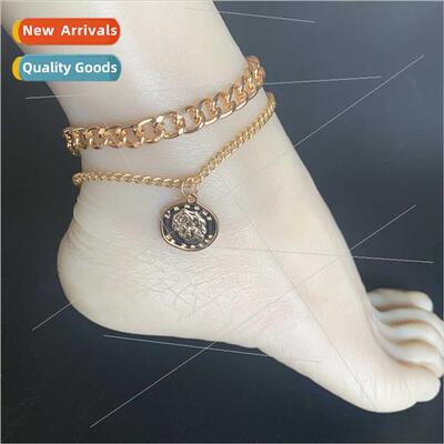 Europe ins retro portra thick chain anklet double personaliz
