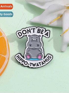 Creative New Cute hippopotamus modeling metal brooch Cartoon
