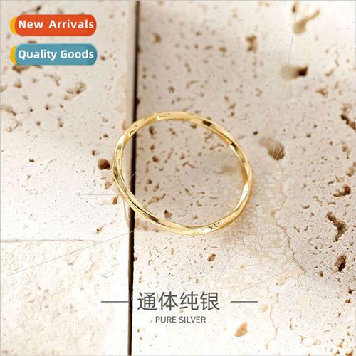 S925 silver Korea niche twisted rope ring INS simple versati