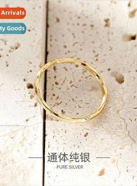 S925 silver Korea niche twisted rope ring INS simple versati