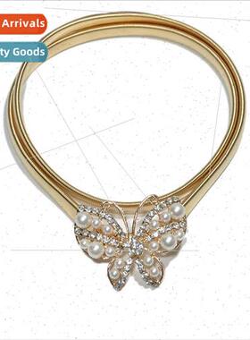 Korean ladies sweet fresh spring elastic waist chain rhinest