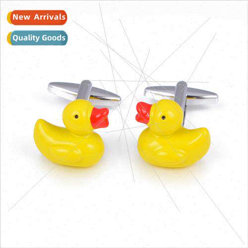 Cufflinks 3D Solid Yellow Duck Cufflinks Fun Red Beaked Duck