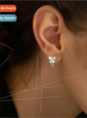 Zirconia bow earrings 2024 new tide INS sweet earrings circl