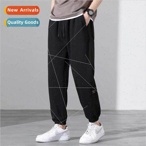 Elastic drawstring sweatpants men spring fall new loose big