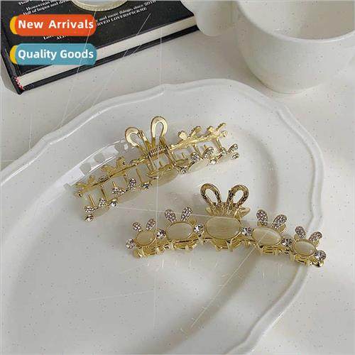 ins rabb ear hair clips metal large shark clip diamond encru