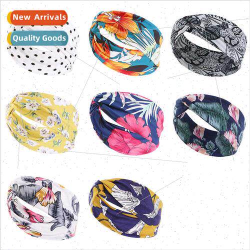 Rustic Printed Cross Elastic Hair Bands Sports Yoga Hair Ban