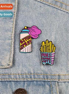 Cartoon Fashion French Fry Spray Pin Enamel Denim Jacket Pin