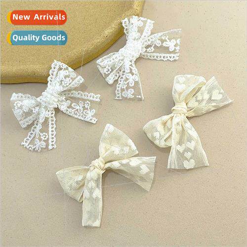 Lace flowers love bow hair clips sweet girl simple hair card