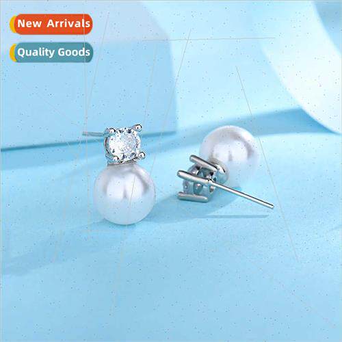 Korea new imation moissane diamond pearl earrings female Fre