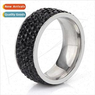 rows diamond gray full Europe diamonds 8MM ring black Blue