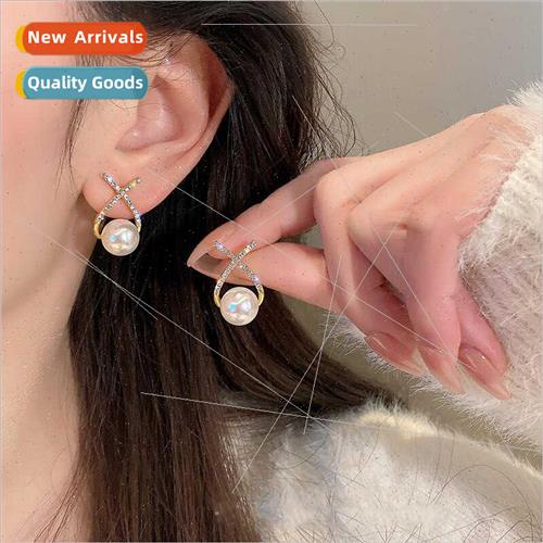 mple new pearl earrings female French earrings niche earring
