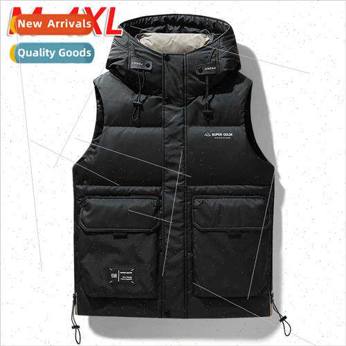 Autumn winter down vest men sports leisure tide hooded jacke