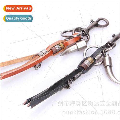 New retro keychain woven key ring car cowhide lock keychain