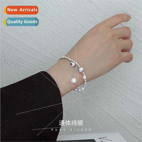 S925 silver pearl light beads love bracelet Korea heart hjew
